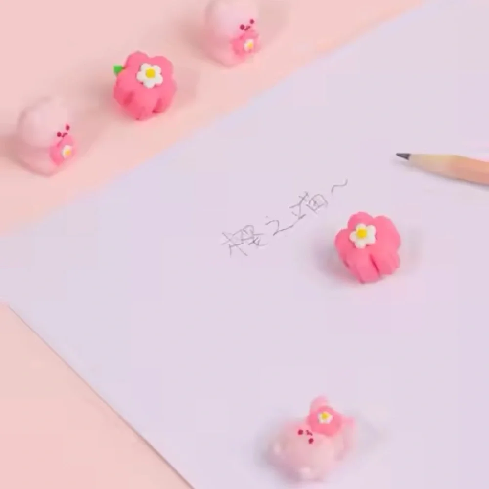 NEW kawaii cute pink cat & flower erasers school stationery supplies